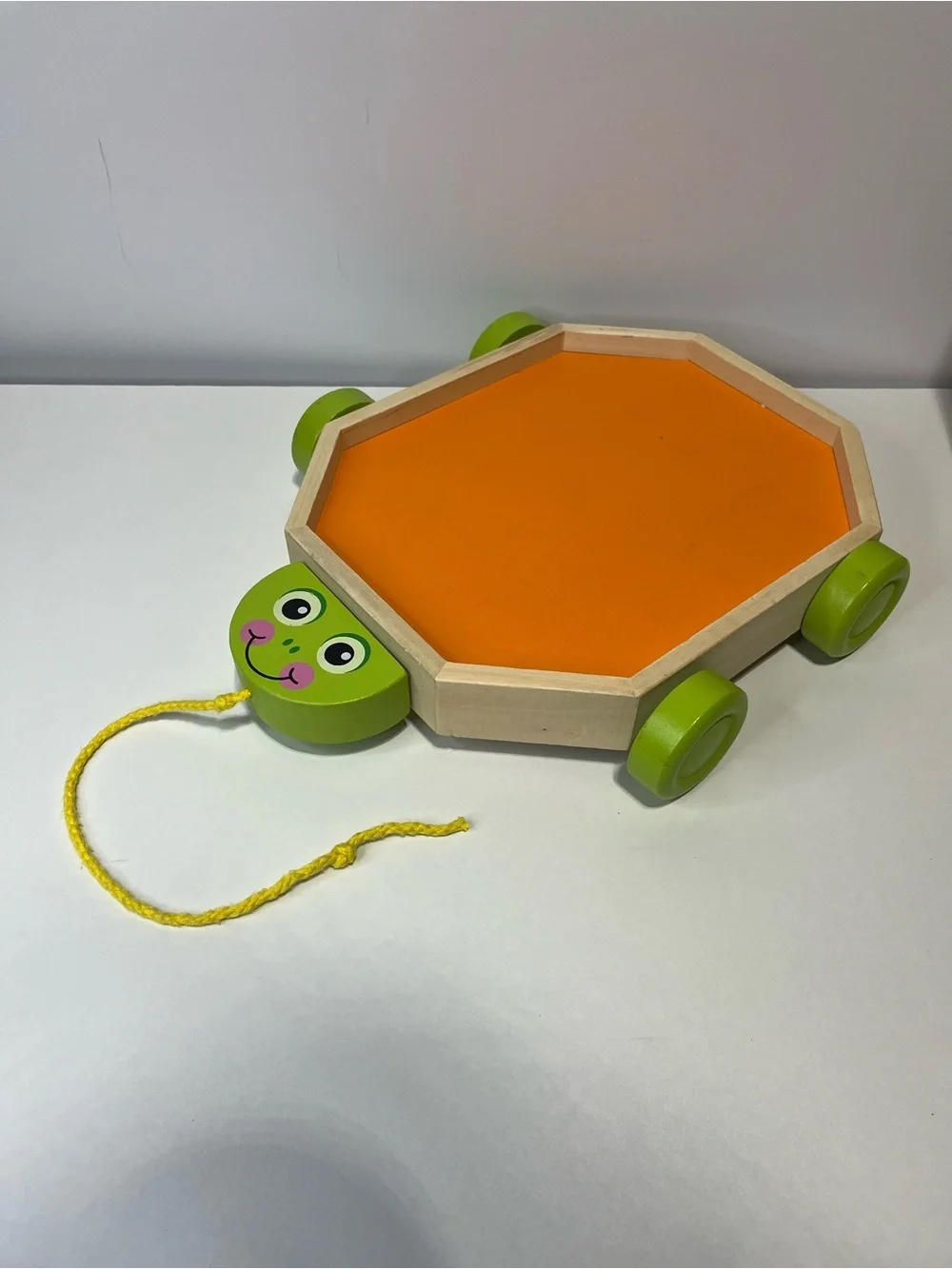 Melissa & Doug Wooden Turtle Pull Toy - Orange, Green & Yellow